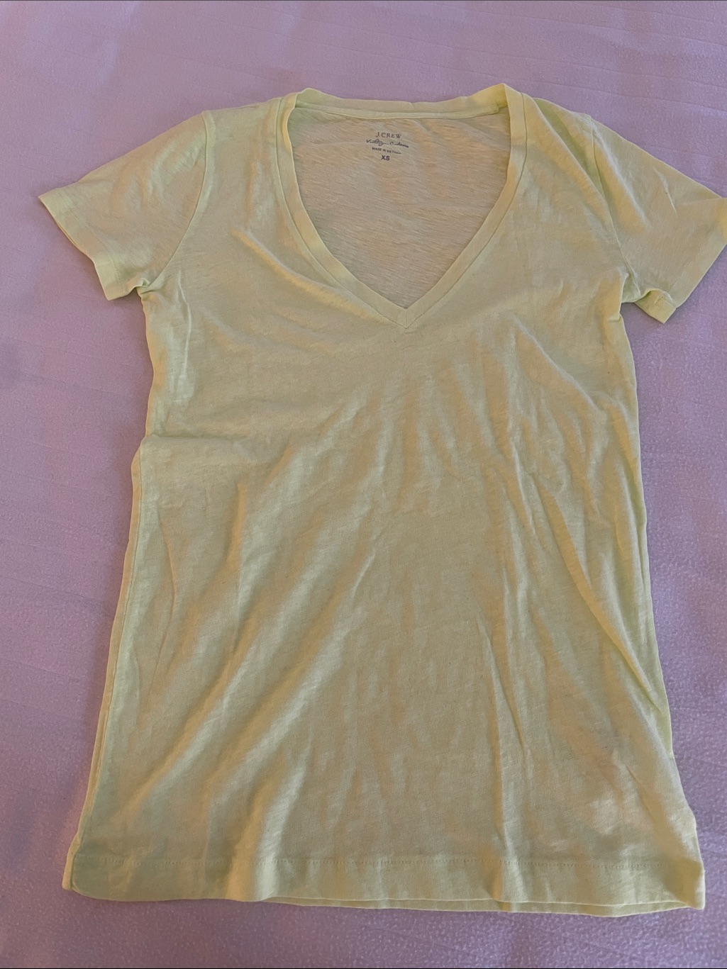 J. Crew Neon Yellow V-Neck Short Sleeve Tee